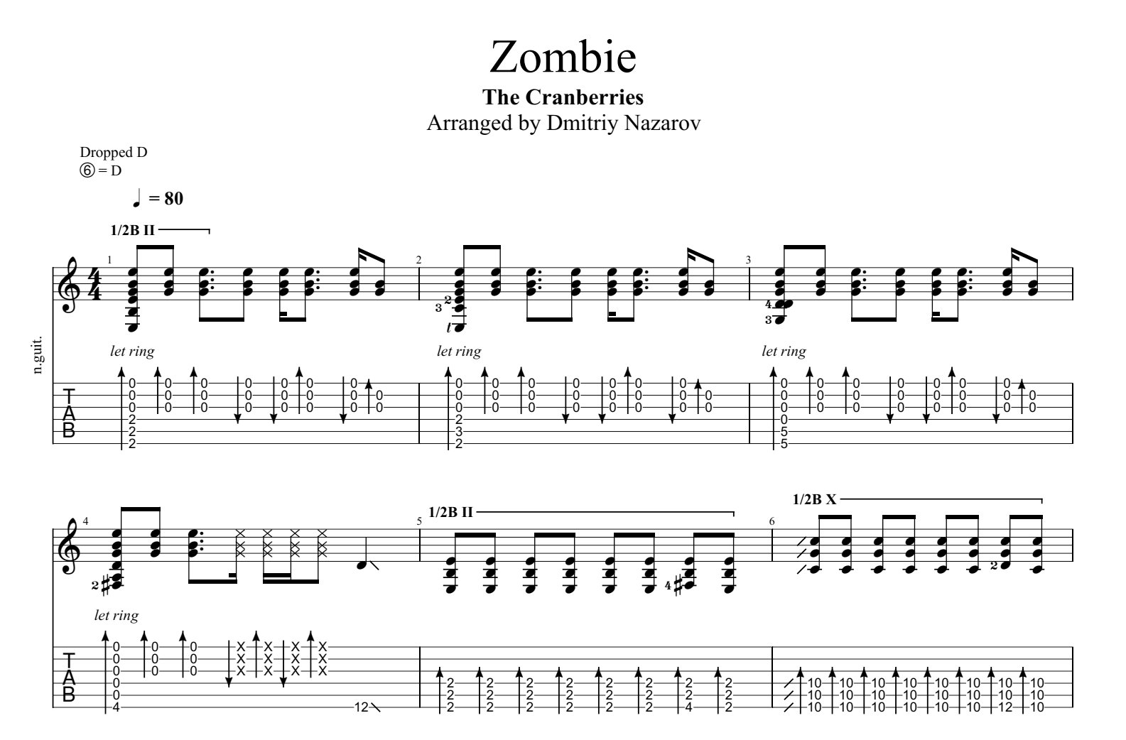 Zombie Guitar Tabs